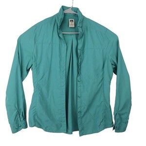 REI Womens Outdoor Hiking Button Down Long Sleeve Shirt Vented Mesh Size Medium